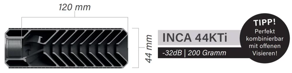 INCA Titanium silencer KTI 44 Sectional drawing