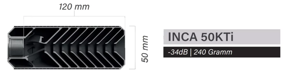INCA Titanium silencer KTI 50 Sectional drawing